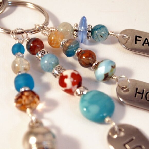 Inspirationally Beaded Tassel Purse Charm Bohemian Key-chain Hope Love Faith - Picture 4 of 6